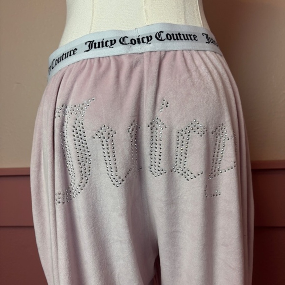 Juicy Couture Velour Joggers Pink Rhinestone Y2K Loungewear Bratzcore Sz Medium
